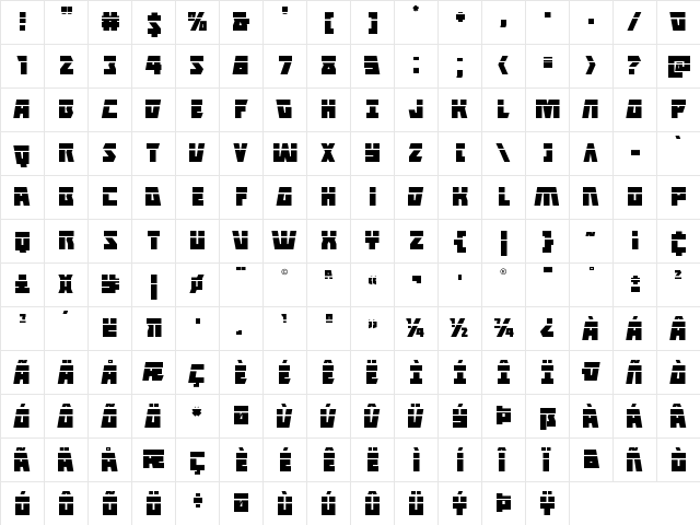 Halfshell Hero Laser Regular  glyph index