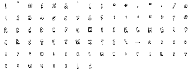 Cartoonia_3D Regular  glyph index