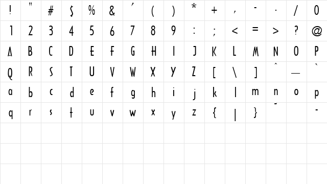 TricorneCondSSK Regular  glyph index