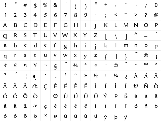 Legacy Sans ITC Medium  glyph index