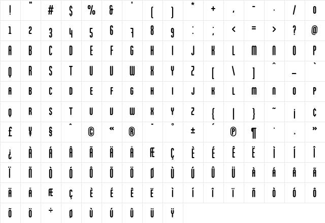MartenCaps Regular  glyph index