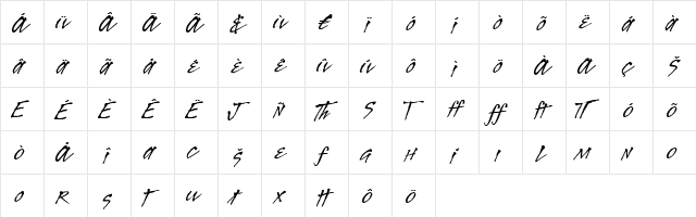 Legault Regular  glyph index