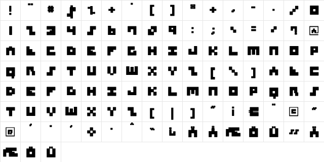 MKSquares Regular  glyph index