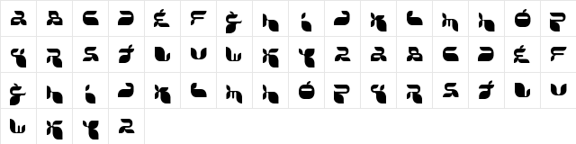 Jack Frost Regular  glyph index