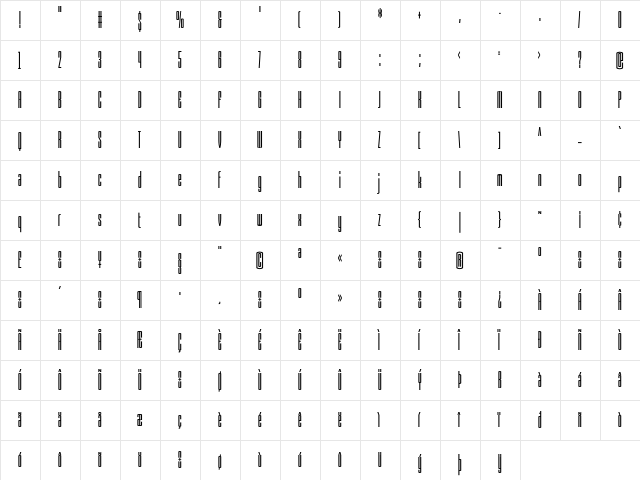 Armada Regular  glyph index