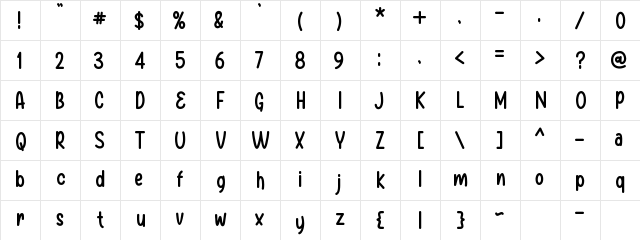 Baby Balloon Regular  glyph index