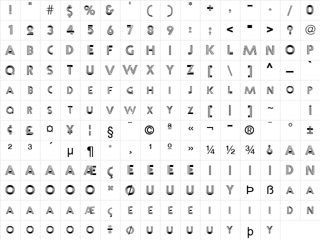Diner Normal  glyph index