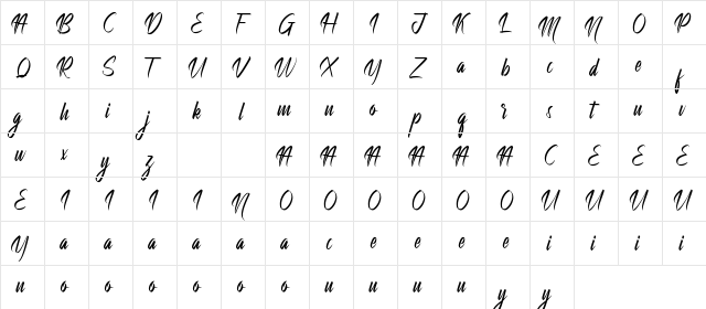 Mailboxing Demo Regular  glyph index