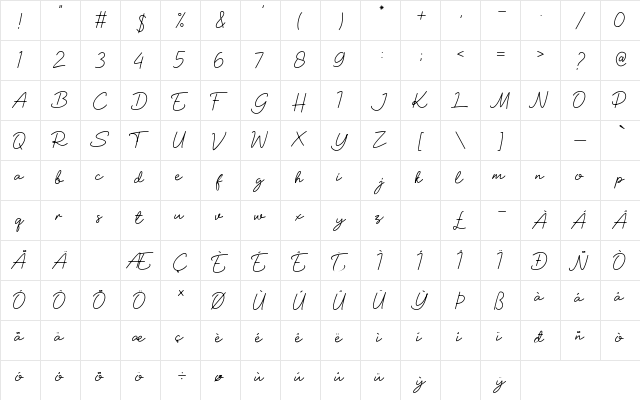 Soul Of You Regular  glyph index