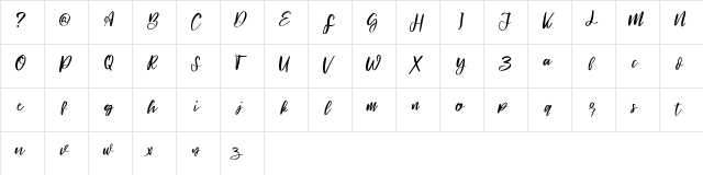 Signature hawk Regular  glyph index