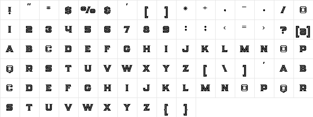Strife inline Regular  glyph index