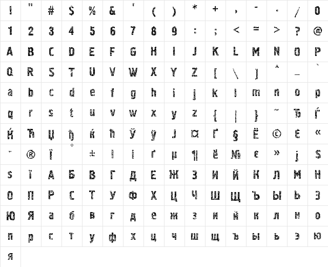 Pollock3C Regular  glyph index