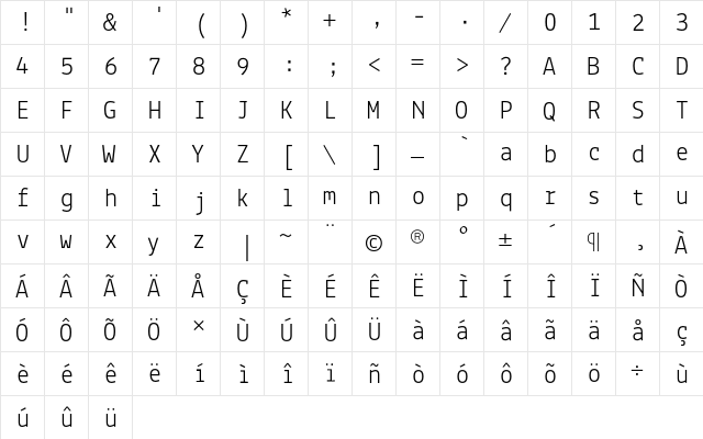 Lekton04 Thin  glyph index