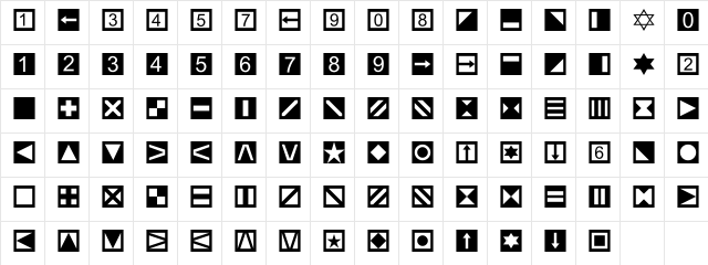 LTTapestry Quadrate Regular  glyph index