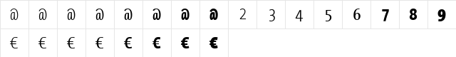 The Sans Mono Con Euro- Regular  glyph index