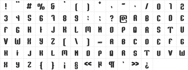 Reeford_DEMO Regular  glyph index