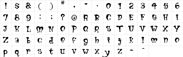 Mumblypegs Regular  glyph index