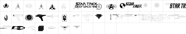 Trekbats Regular  glyph index
