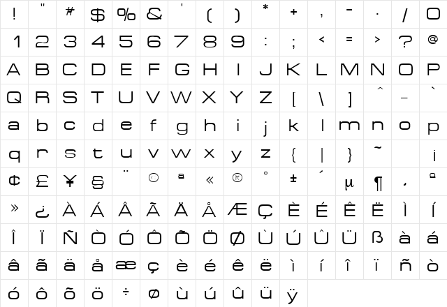 MichaelDB Normal  glyph index