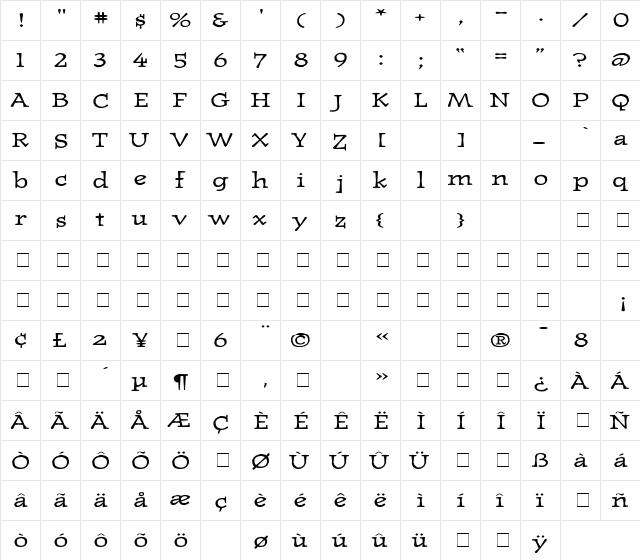 JournalUltra Medium  glyph index