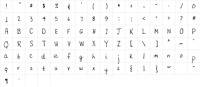 Badger Regular  glyph index