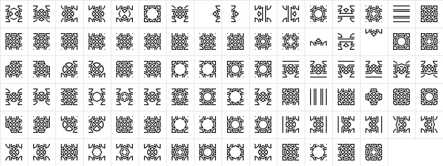 Opattfram01 Regular  glyph index
