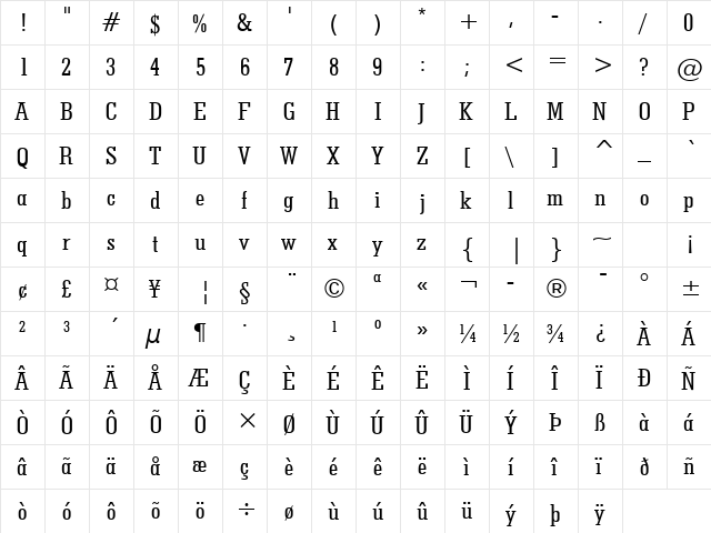 GeoSlab703 MdCn BT Medium  glyph index