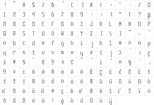 Luggagetag Two  glyph index