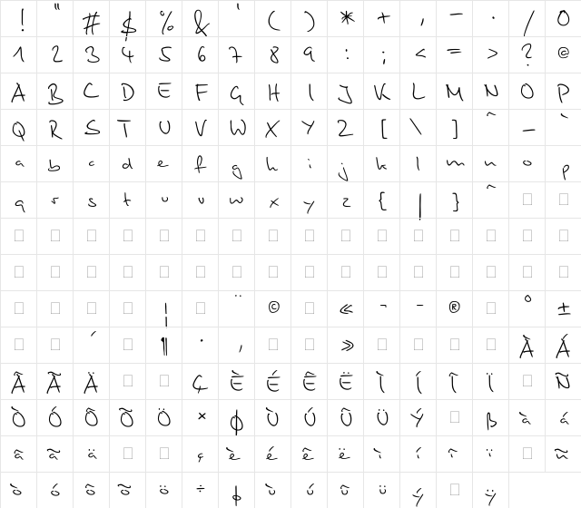PT Script (Unreg.) Fog Regular  glyph index