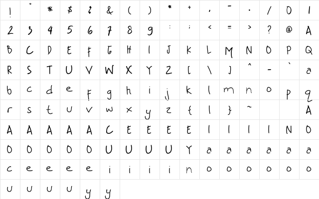 Like A Birds Regular  glyph index
