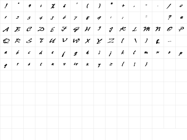 Suicidal 2 Bold Italic  glyph index