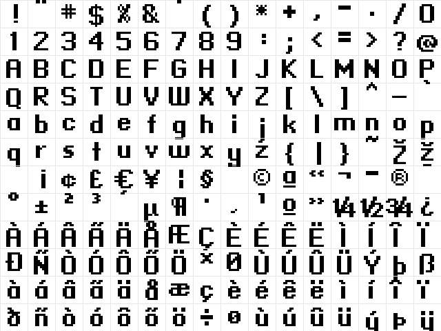 standard 09_66 Regular  glyph index