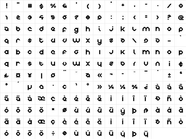 Charlie's Angles Title Regular  glyph index
