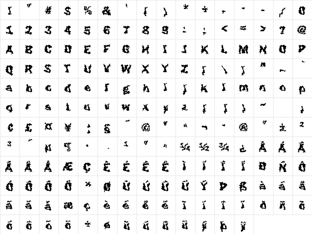 DTCFunkyM42 Regular  glyph index
