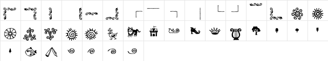 Greymantle MVB Ornaments  glyph index