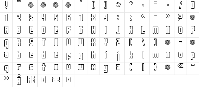 Push2 Regular  glyph index