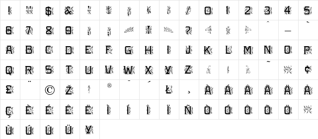Arboret Normal  glyph index