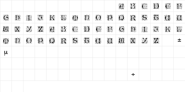 IlluminatiTwoDisplayCapsSSK Regular  glyph index