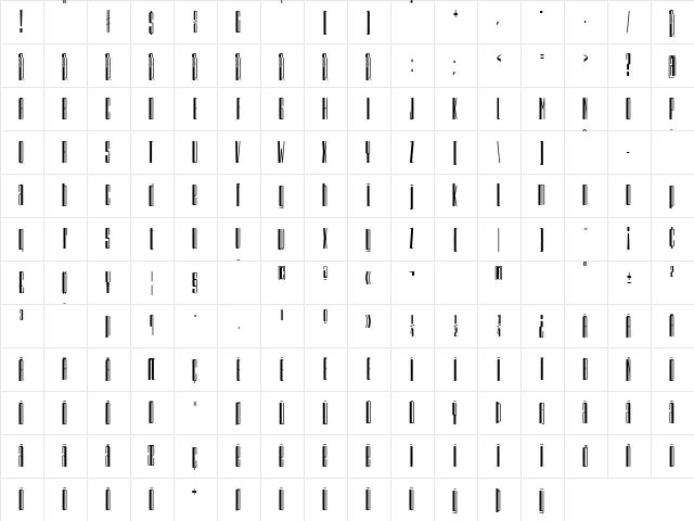 a sogra Ruth Extra-condensed  glyph index
