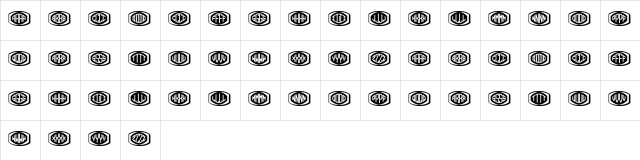 Bulged Monogram Regular  glyph index