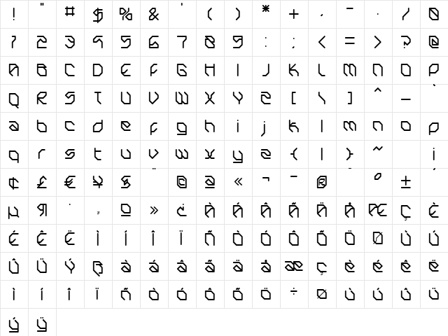 Datastream Regular  glyph index