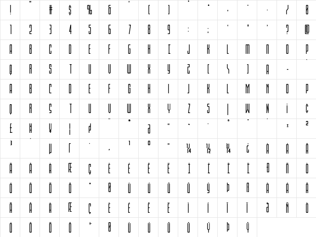 Blue Cobra Title Regular  glyph index