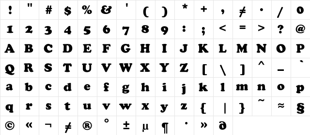 KladezC Regular  glyph index