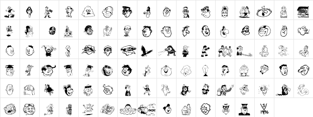 Toons One Regular  glyph index