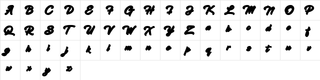 Hadsut Extruded Regular  glyph index