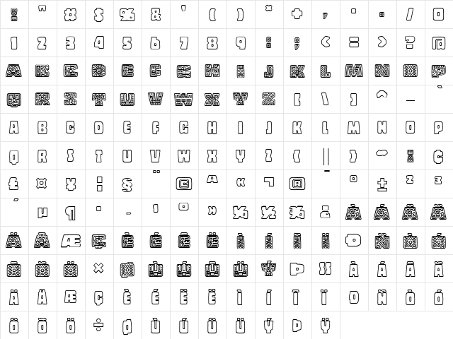 Copal Regular  glyph index