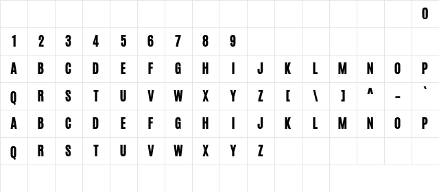 Ioannina Bold  glyph index