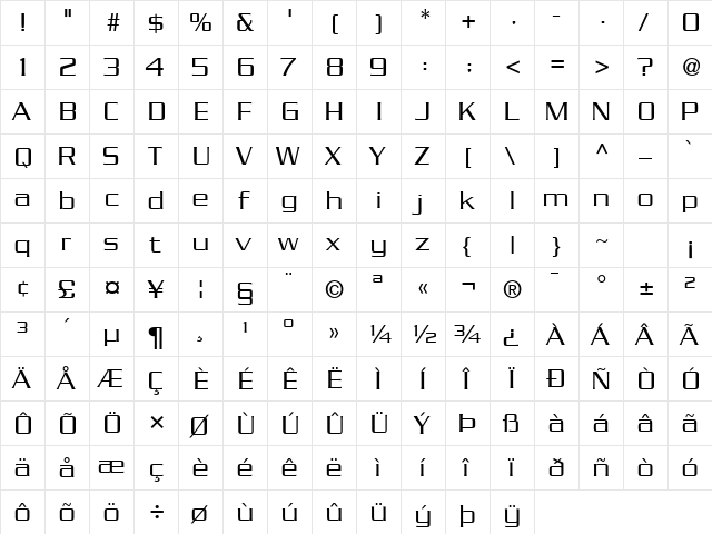 Boost Light SSi Light  glyph index