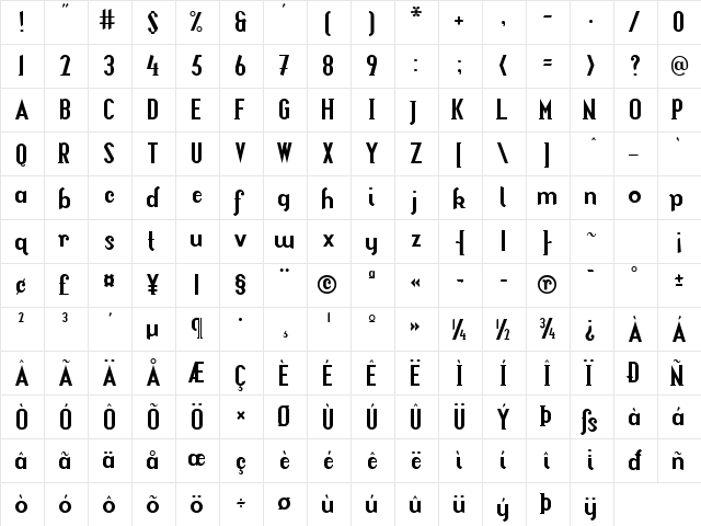 Locus Bold  glyph index