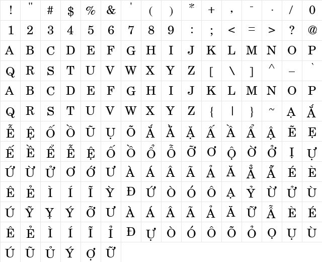 VI Cam Thach Hoa Normal  glyph index